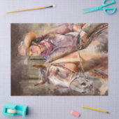 Westerne Cowgirl Waterverf-ontkoppeling Tissuepapier (Craft)