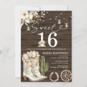 Westerne Cowgirl Witte Laarzen Hout Sweet 16 Verja Kaart (Voorkant)
