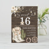 Westerne Cowgirl Witte Laarzen Hout Sweet 16 Verja Kaart (Staand voorkant)