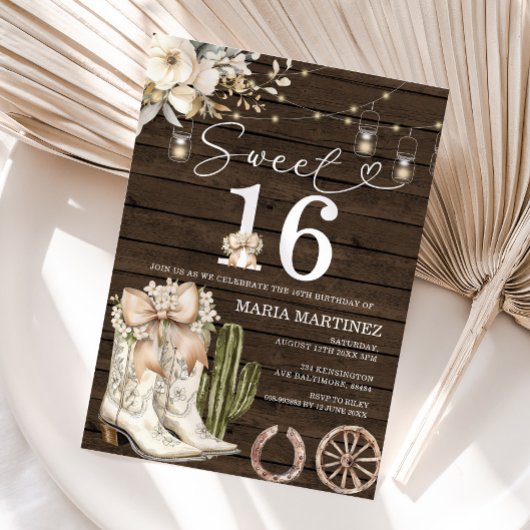 Westerne Cowgirl Witte Laarzen Hout Sweet 16 Verja Kaart