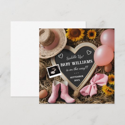 Westerne Cowgirl zwangerschapsaankondiging Kaart (Voorkant / Achterkant)