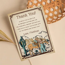 Westerne Cowgrirl Verjaardagsfeestje Dank je kaart