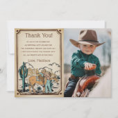 Westerne Cowgrirl Verjaardagsfeestje Dank je kaart (Voorkant)