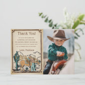 Westerne Cowgrirl Verjaardagsfeestje Dank je kaart (Staand voorkant)