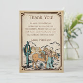 Westerne Cowgrirl Verjaardagsfeestje Dank je kaart (Staand voorkant)