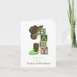 Westerne Cowpoke Baby shower dank u nota Bedankkaart
