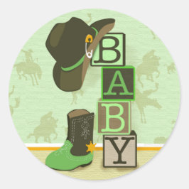 Westerne Cowpoke Baby shower Sticker