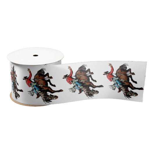 Westerne Craft Floral Gift Ribbon Bronc Rider Satijnen Lint (Spoel)