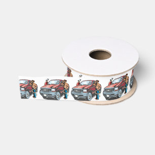 Westerne Craft Floral Gift Ribbon Cowboys Truck Grosgrain Lint