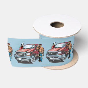 Westerne Craft Floral Gift Ribbon Cowboys Truck Satijnen Lint
