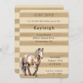 Westerne Cream Stripes Paardenverjaardag Kaart (Voorkant / Achterkant)