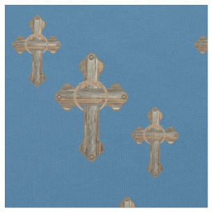 Westerne Cross Barnwood Ropes en Conchos Fabric Stof