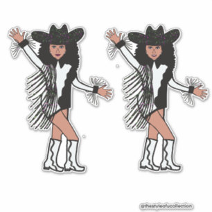 Westerne Danser Zwart Wit Fringe #2 Sticker