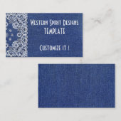 Westerne Dark Blue Denim Biz-kaarten Visitekaartje (Voorkant / Achterkant)