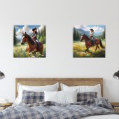 Westerne Decor Cowgirls Rijden Paard Print Set (Slaapkamer)