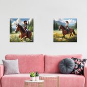 Westerne Decor Cowgirls Rijden Paard Print Set (Woonkamer)