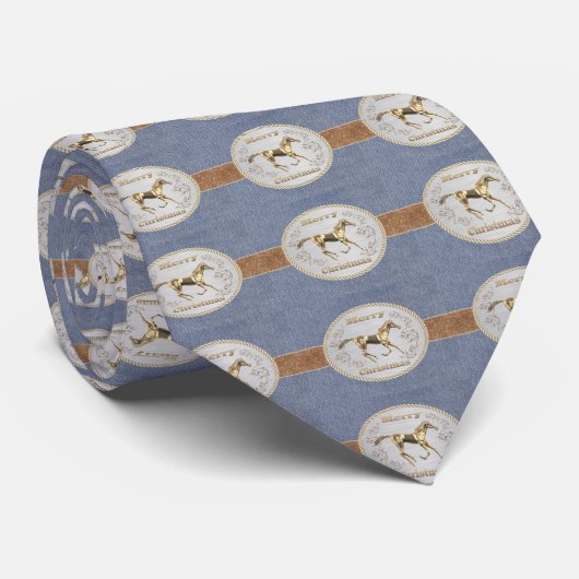 Westerne Denim-afdrukken met gordel en sluiting Stropdas (Opgerold)