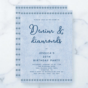 Westerne Denim en Diamonds 30ste verjaardagsfeest Kaart