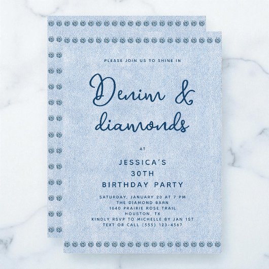 Westerne Denim en Diamonds 30ste verjaardagsfeest Kaart