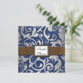 Westerne Denim & Leather Bridal Shower-uitnodiging Kaart (Staand voorkant)