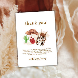Westerne Desert Cactus Cowboy Baby shower Bedankkaart