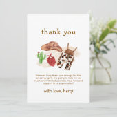 Westerne Desert Cactus Cowboy Baby shower Bedankkaart (Staand voorkant)