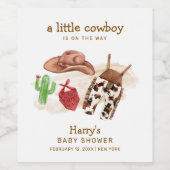 Westerne Desert Cactus Cowboy Baby shower Wijn Etiket (Enkel label)