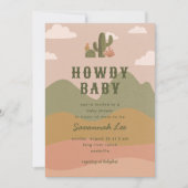 Westerne Desert Cactus Howdy Baby shower Kaart (Voorkant)