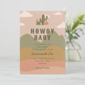 Westerne Desert Cactus Howdy Baby shower Kaart (Staand voorkant)