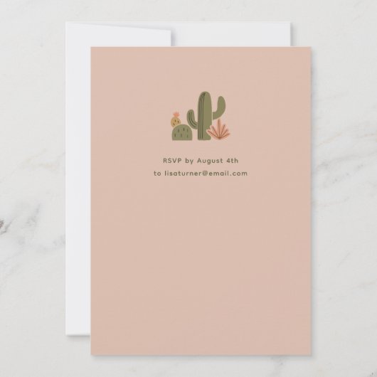 Westerne Desert Cactus Howdy Baby shower Kaart (Achterkant)