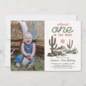 Westerne Desert Cowboy eerste verjaardagsuitnodigi Kaart (Voorkant)