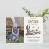 Westerne Desert Cowboy eerste verjaardagsuitnodigi Kaart (Staand voorkant)