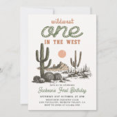 Westerne Desert Cowboy eerste verjaardagsuitnodigi Kaart (Voorkant)