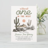 Westerne Desert Cowboy eerste verjaardagsuitnodigi Kaart (Staand voorkant)