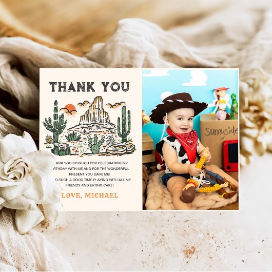 Westerne  Desert Rodeo Verjaardagsfoto Bedankkaart