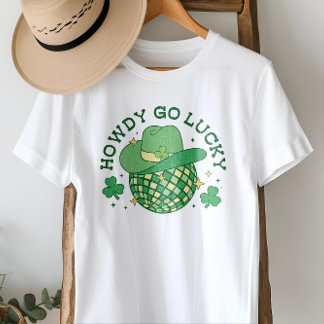 Westerne Disco Howdy Go Lucky St Patricks Dag T-shirt