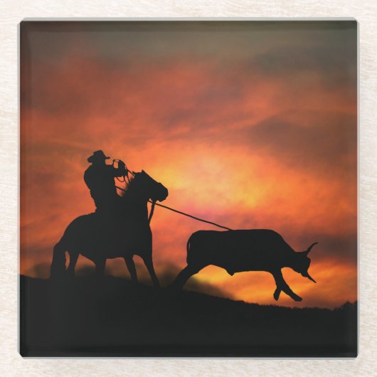 Westerne Drink Cowboy Land Glazen Onderzetter (Voorkant)