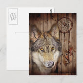 Westerne droomvanger amerikaanse indianenwolf briefkaart (Voorkant / Achterkant)
