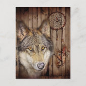 Westerne droomvanger amerikaanse indianenwolf briefkaart (Voorkant)