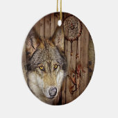 Westerne droomvanger amerikaanse indianenwolf keramisch ornament (Rechts)