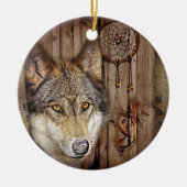 Westerne droomvanger amerikaanse indianenwolf keramisch ornament (Voorkant)