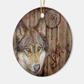 Westerne droomvanger amerikaanse indianenwolf keramisch ornament (Links)