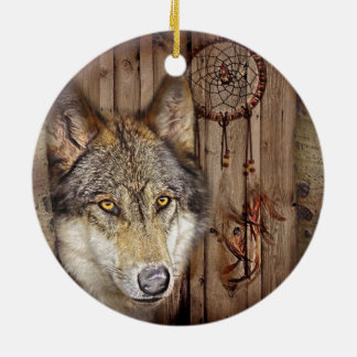 Westerne droomvanger amerikaanse indianenwolf keramisch ornament