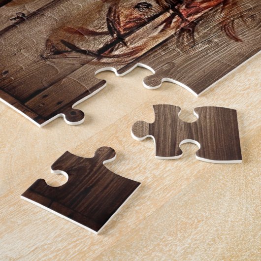 Westerne droomvanger amerikaanse indianenwolf legpuzzel (Zijkant)