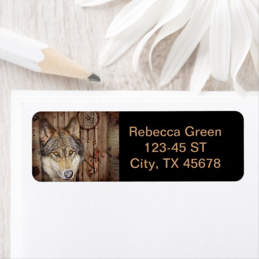 Westerne droomvanger indianenwolf etiket (Insitu)