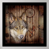 Westerne droomvanger indianenwolf poster (Voorkant)