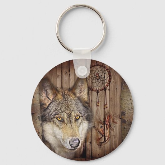 Westerne droomvanger indianenwolf sleutelhanger (Voorkant)