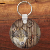 Westerne droomvanger indianenwolf sleutelhanger (Voorkant)