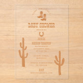 Westerne Earth Tone Country Baby-laarzen Douche Acryl Uitnodigingen (Voorkant)