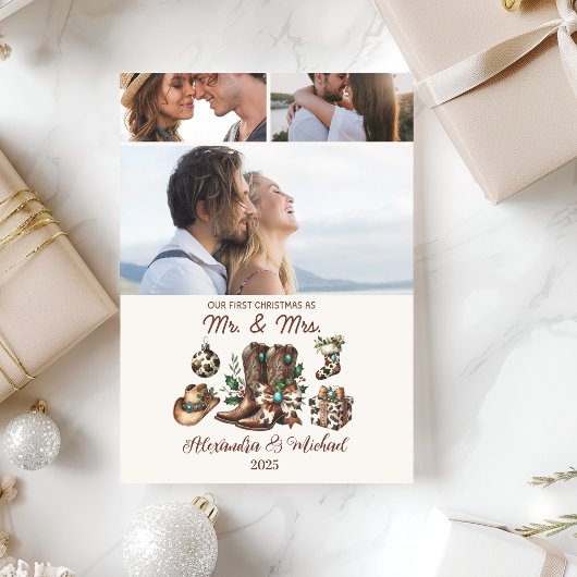Westerne eerste kerst als mevrouw en meneer 3 Foto Feestdagenkaart